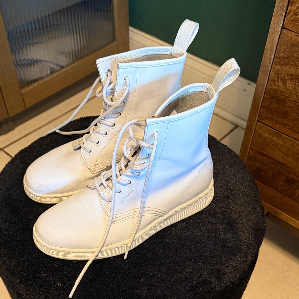 White Newton Dr. Martens 8 Eye Boots